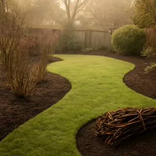 Garden in Edinburgh after professional autumn cleanup and mulching